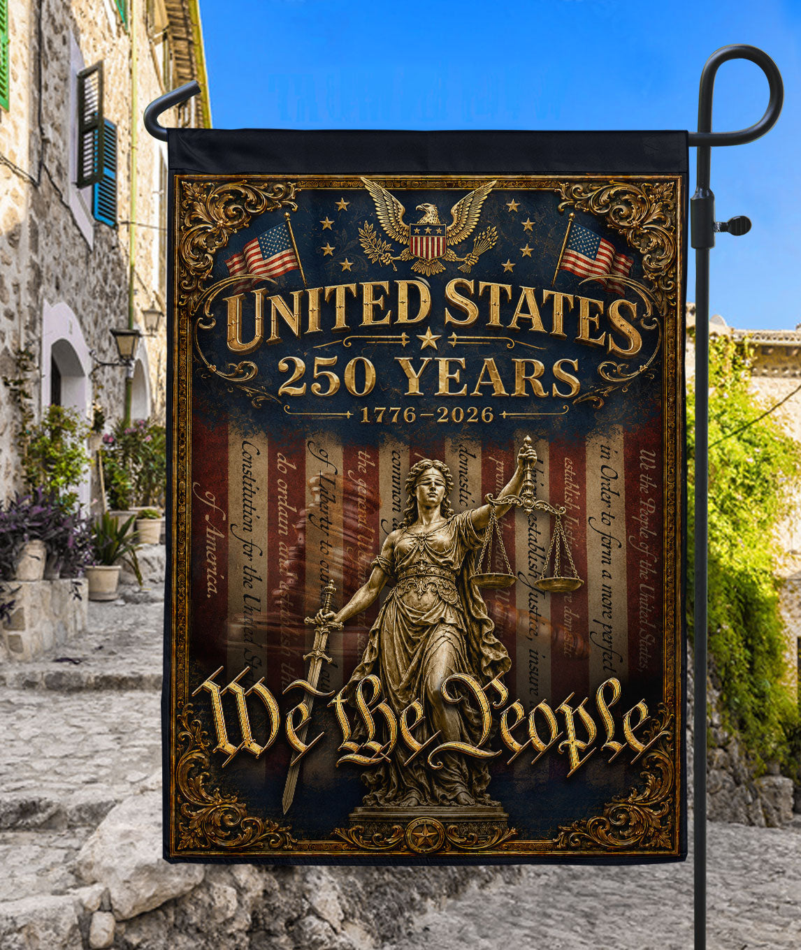 United States 250 Years House Flag We The People Patriotic Eagle Outdoor Decor