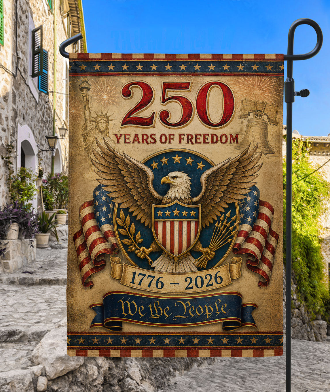 250 Years of Freedom House Flag Patriotic Bald Eagle We The People Decor