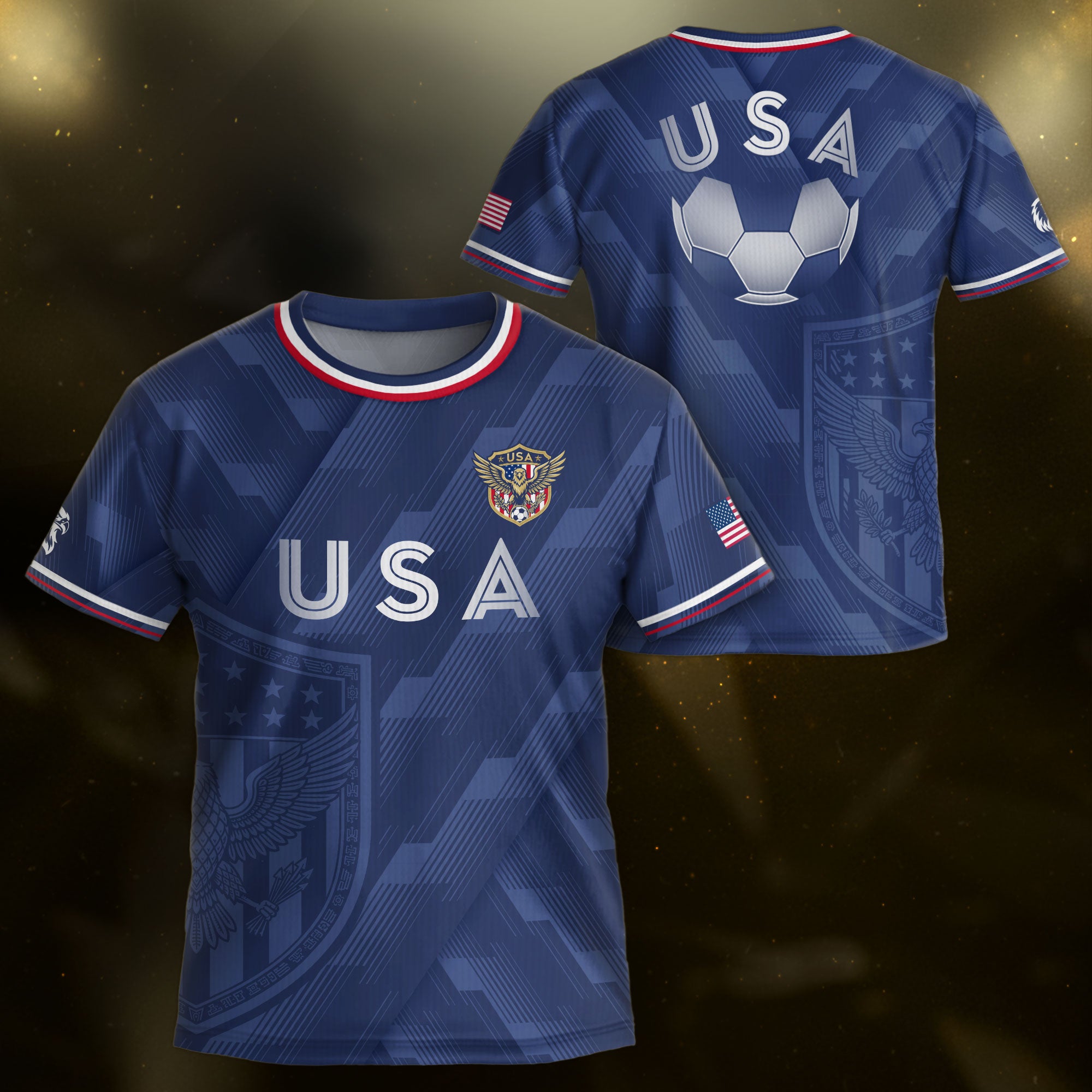 USA Soccer Jersey Kids Set Navy Patriotic Youth Football Shirt Shorts Outfit Kit