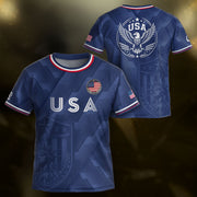 USA Soccer Jersey Kids Set Navy Patriotic Youth Football Shirt Shorts Outfit Kit