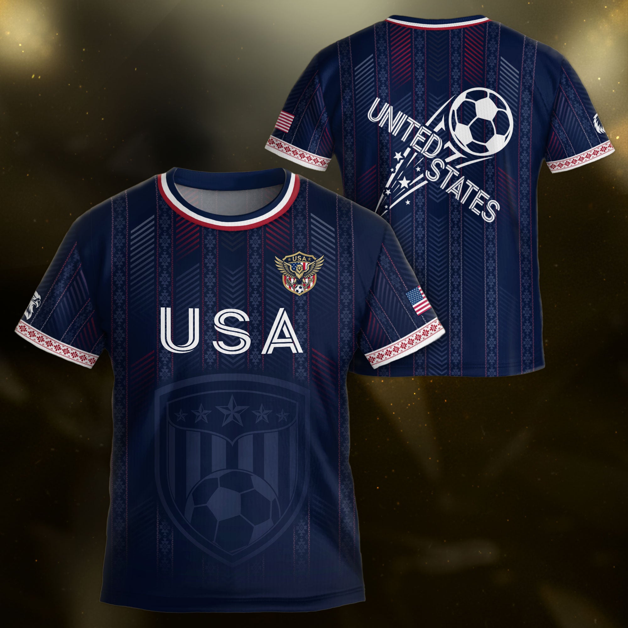 United States Soccer Jersey Kids Set Navy Soccer Ball Patriotic Youth Football Outfit Kit