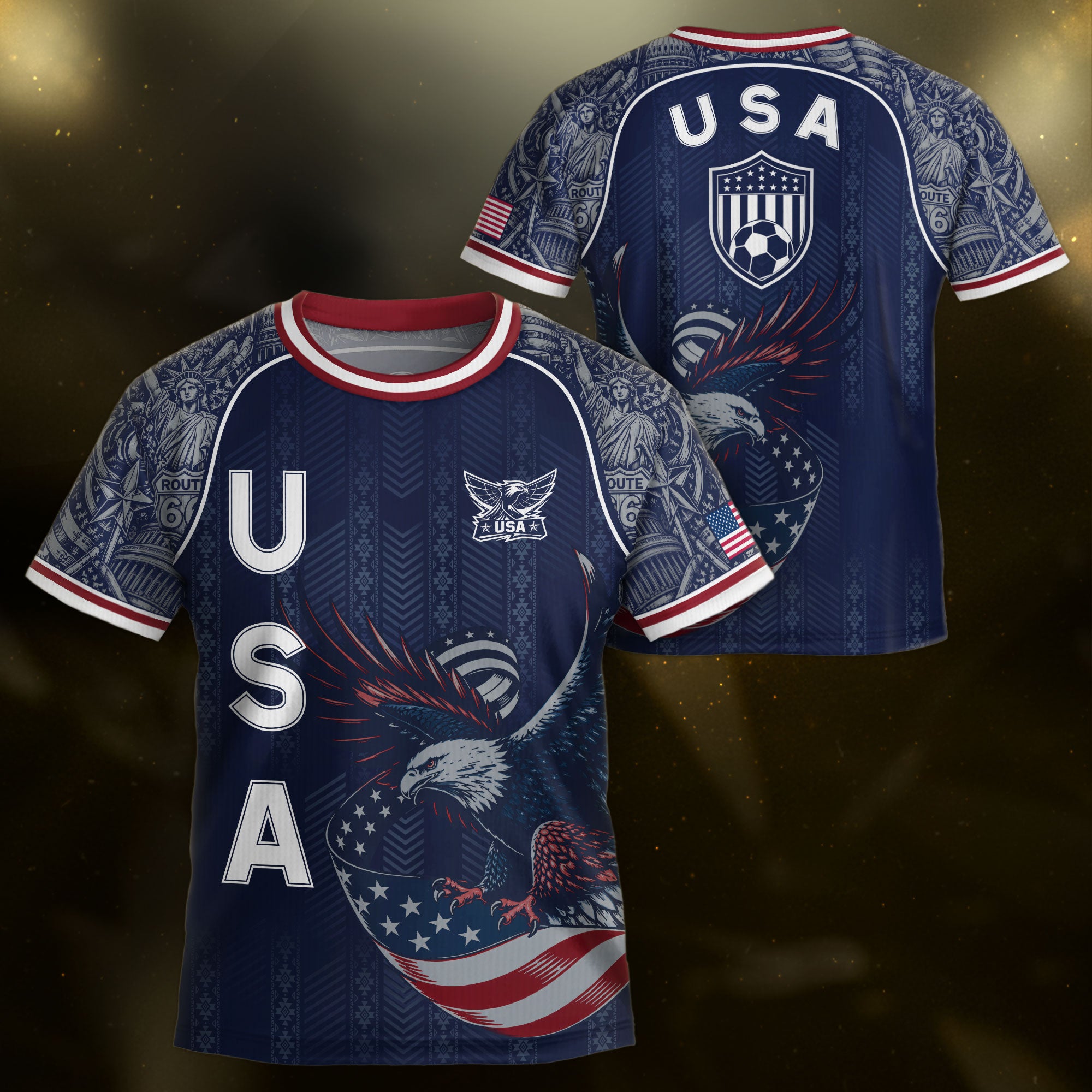 USA Soccer Jersey Kids Shorts Set Navy Athletic Football Shirt and Shorts Outfit