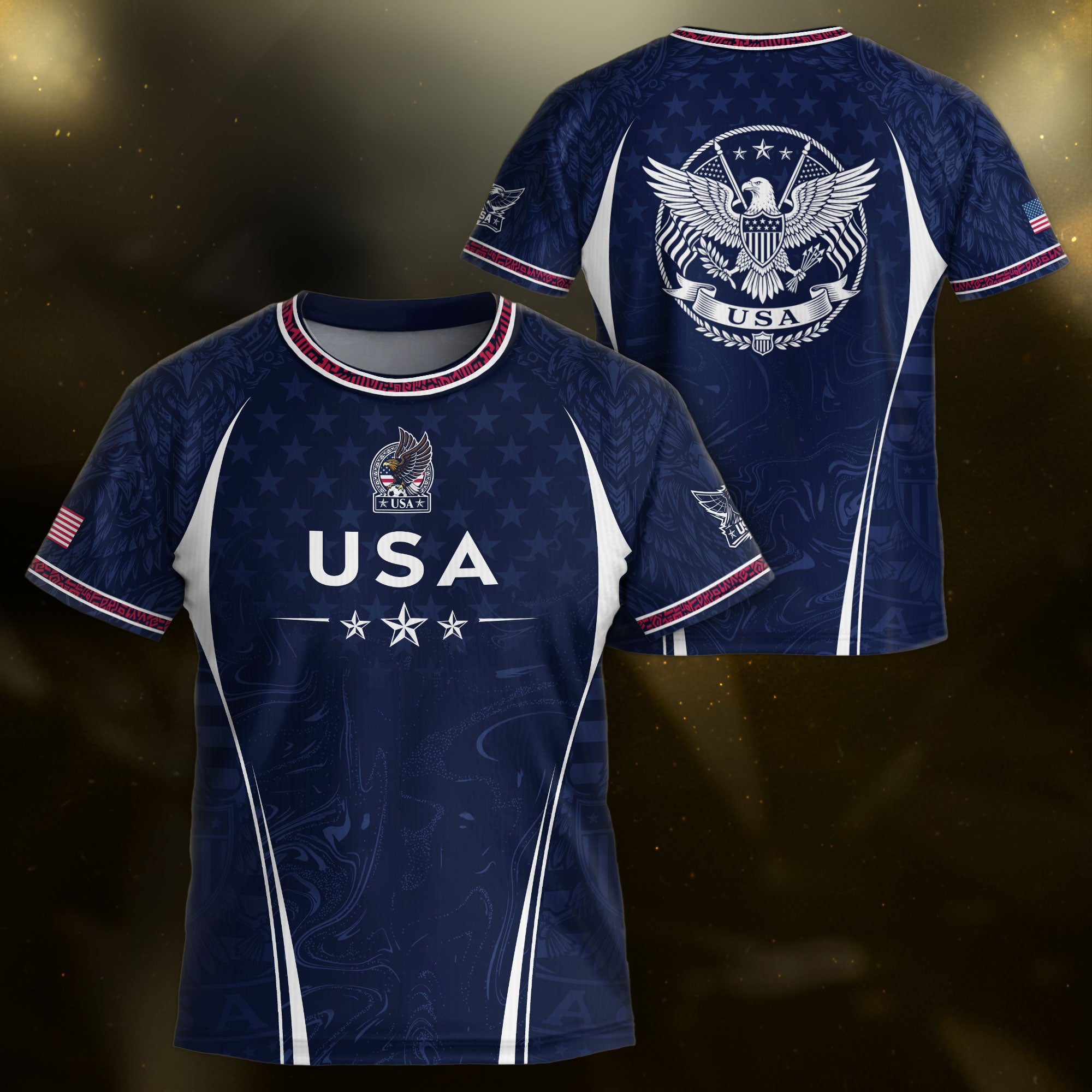 United States Kids Soccer Jersey Set Navy USA Soccer Ball Youth Football Kit