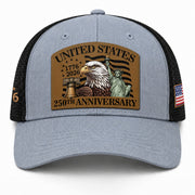 US 250th Anniversary Leather Patch Hat Patriotic American Eagle Trucker Cap