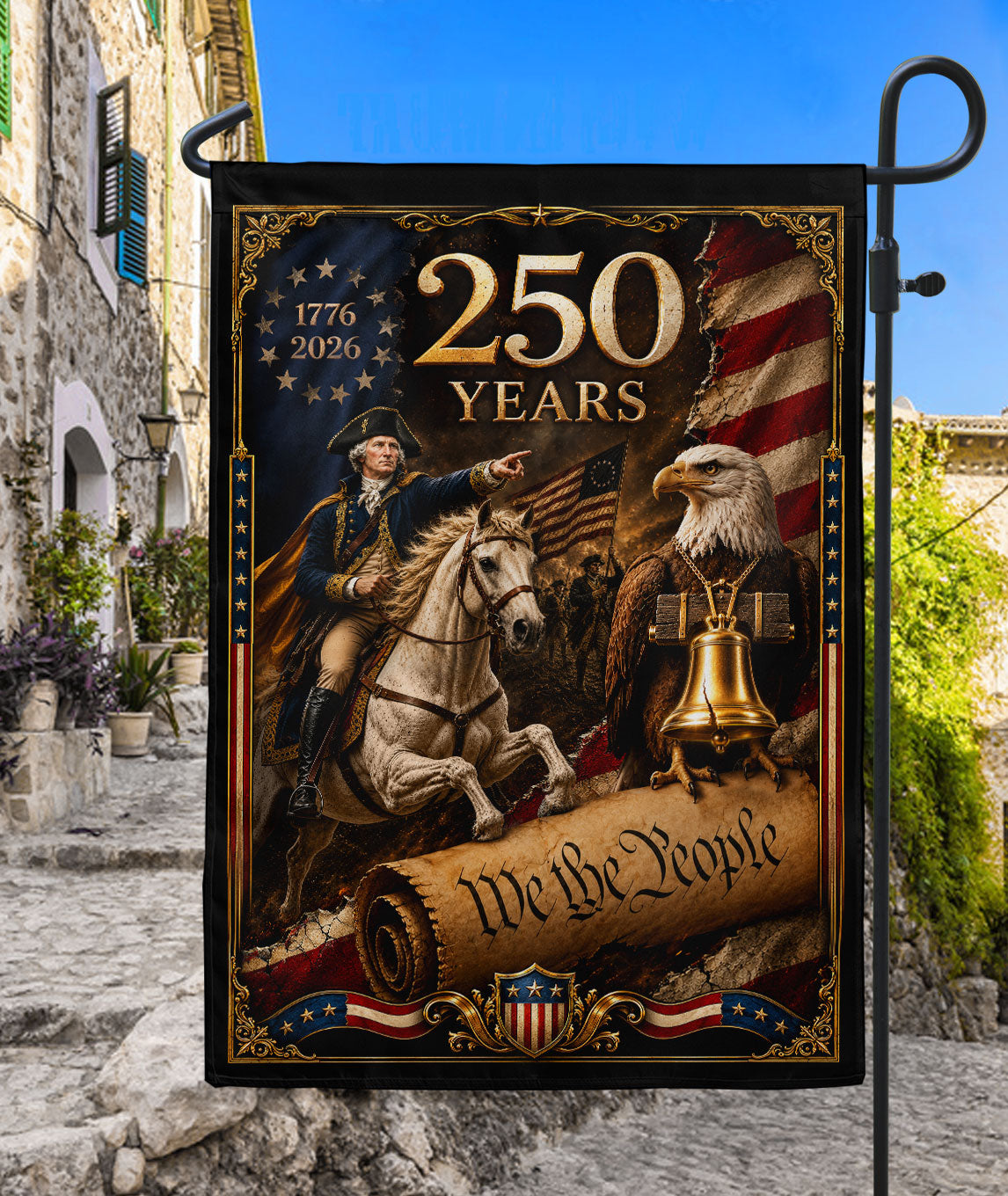 USA 250th Anniversary Garden Flag 1776-2026 George Washington Bald Eagle Patriotic Decor