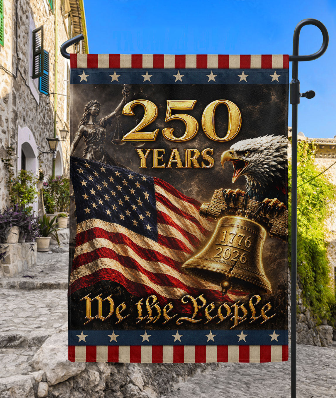Commemorative 250 Years of Freedom Garden Flag 1776-2026 Patriotic Eagle Liberty Bell Decor