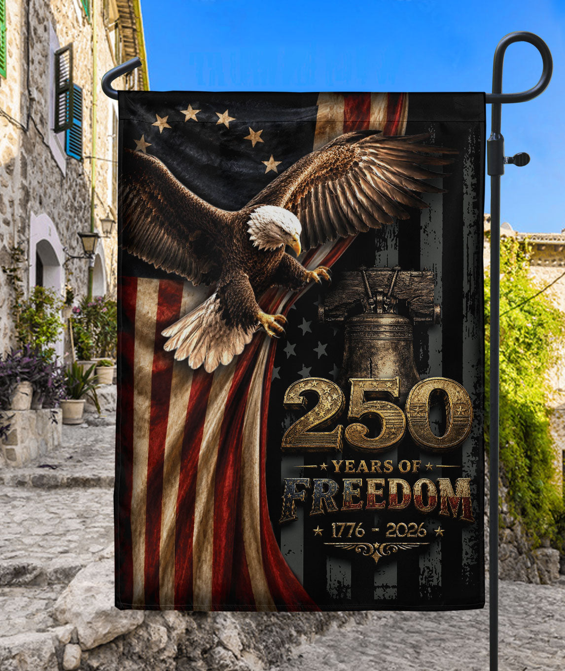 250 Years of Freedom 1776-2026 House Flag American Patriotic Eagle Garden Banner Decor