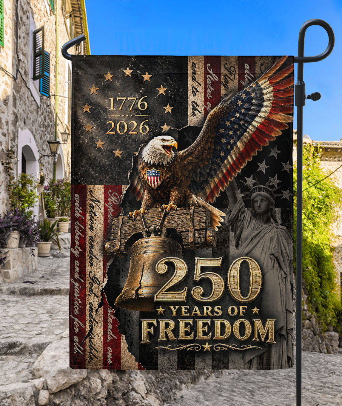 House Flag 250 Years of Freedom 1776-2026 American Statue of Liberty Eagle Banner