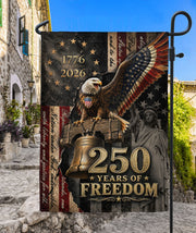 250 Years of Freedom 1776-2026 Garden Flag American Statue of Liberty Eagle Banner
