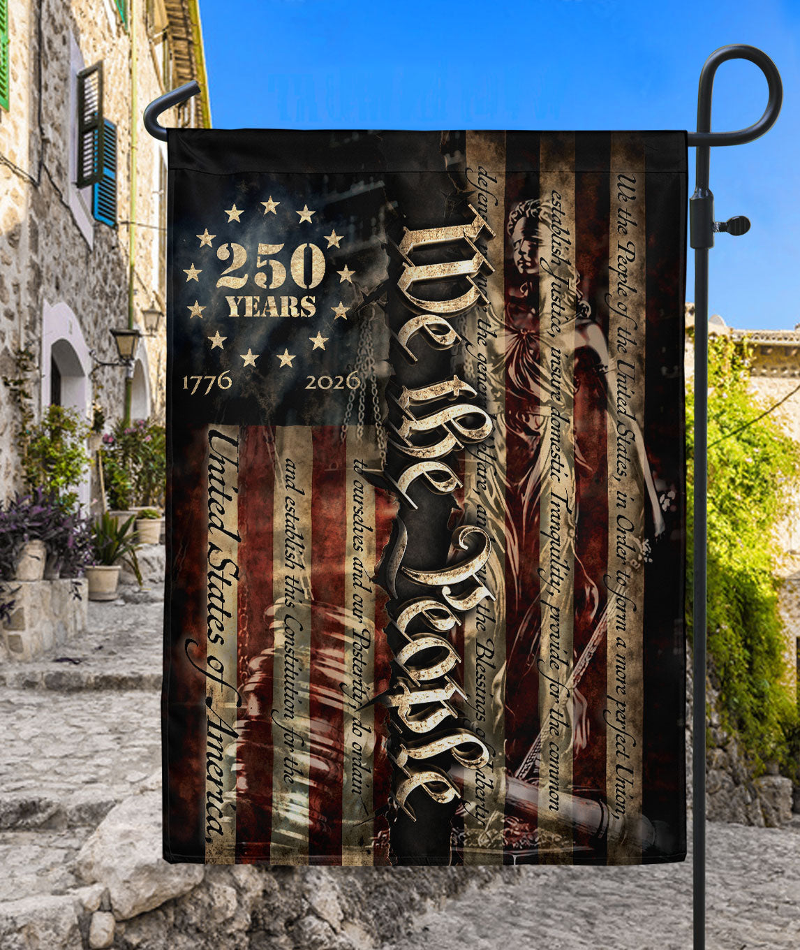 Garden Flag 1776-2026 US Constitution We The People Patriotic 250 Years House Banner