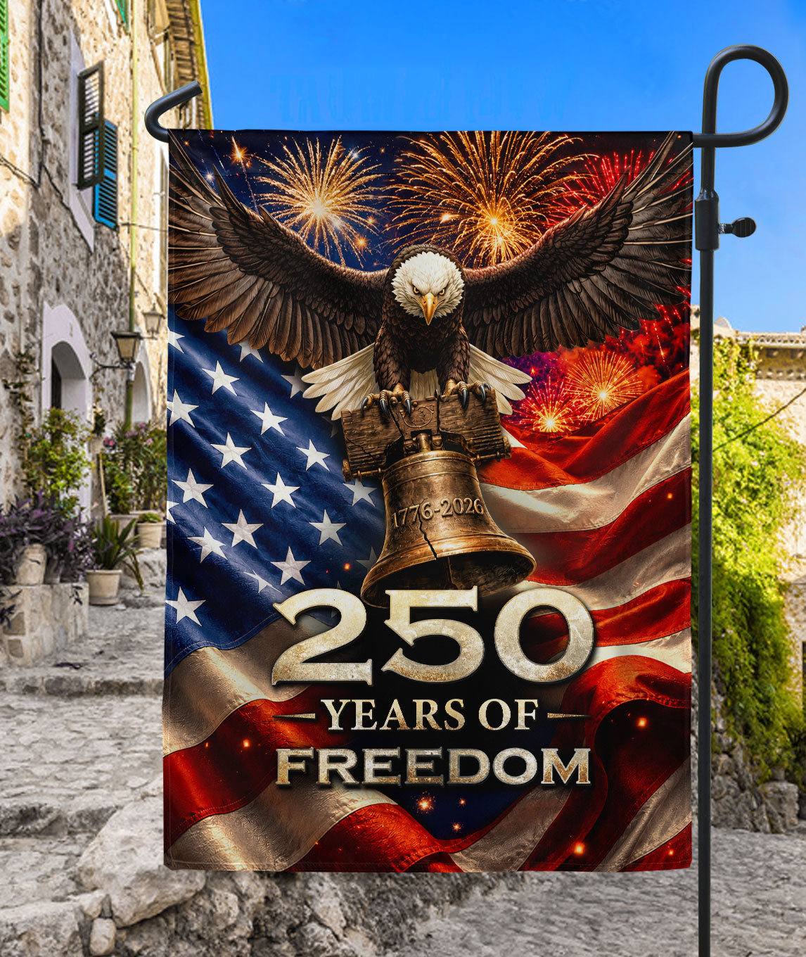 250 Years of Freedom House Flag American Eagle Patriotic Outdoor Decor USA