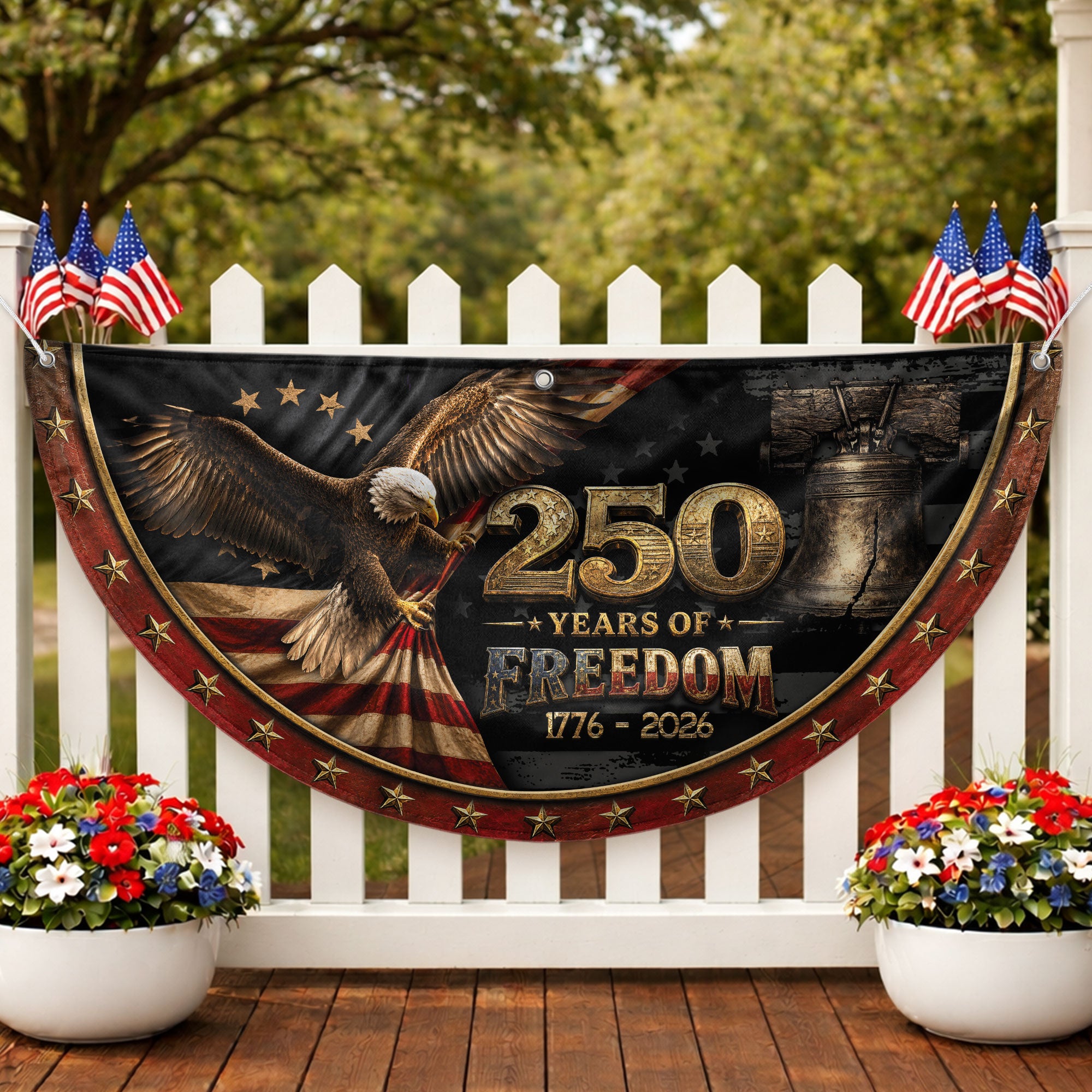Fence Flag 250 Years Freedom Banner | 1776-2026 Eagle Liberty Bell Outdoor Decor