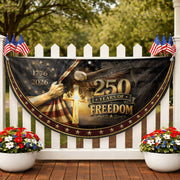 Fence Flag 250 Years Freedom Banner | 1776-2026 Christian Cross Eagle Outdoor Decor