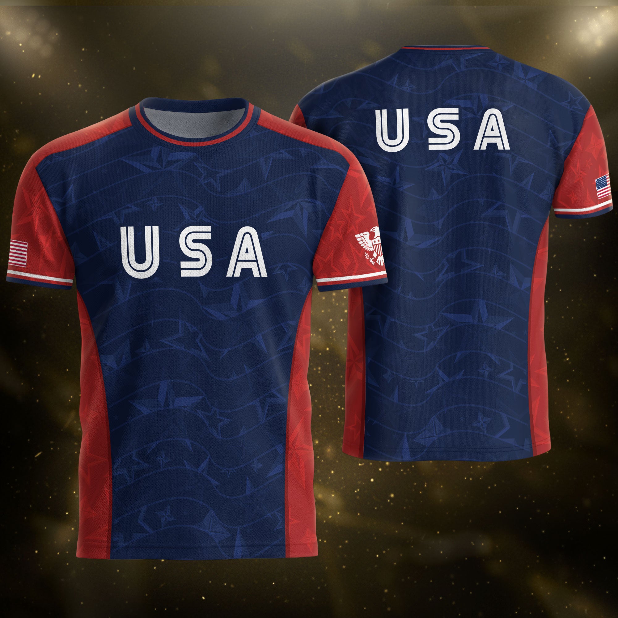 Navy Orange USA Soccer Jersey Men Patriotic Stars Stripes American Football Shirt Fan Gear