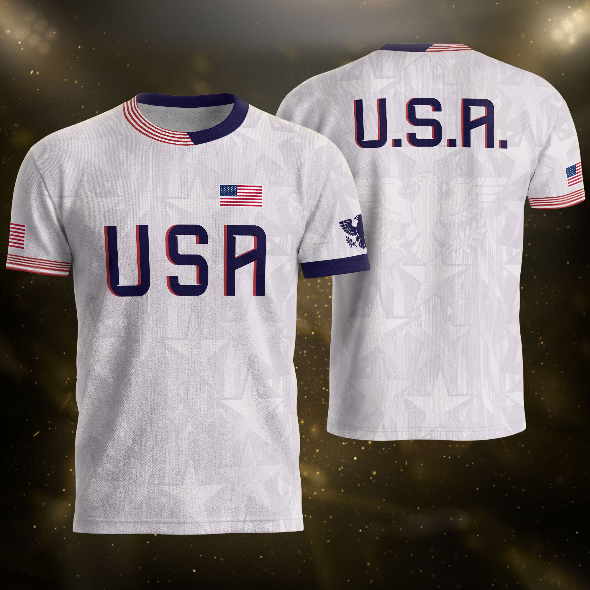 White USA Soccer Jersey Men Patriotic United States Football Shirt Team Sportswear Gift