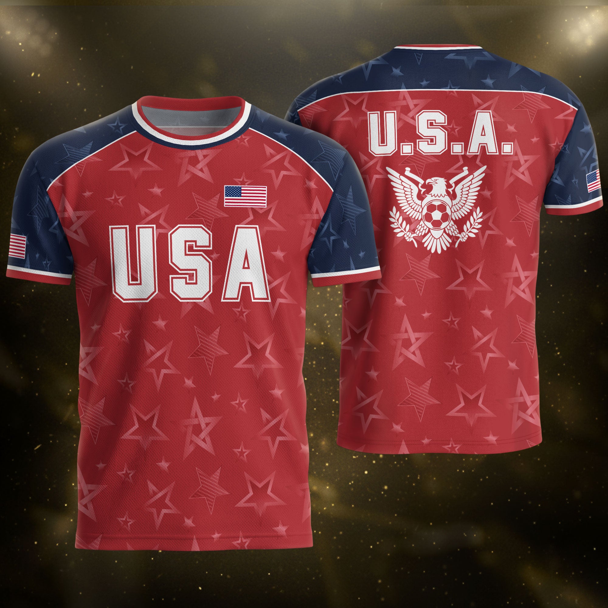 Orange Navy USA Soccer Jersey Men Patriotic United States Football Shirt White Eagle Crest Gift