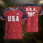 Orange Navy USA Soccer Jersey Men Patriotic United States Football Shirt White Eagle Crest Gift