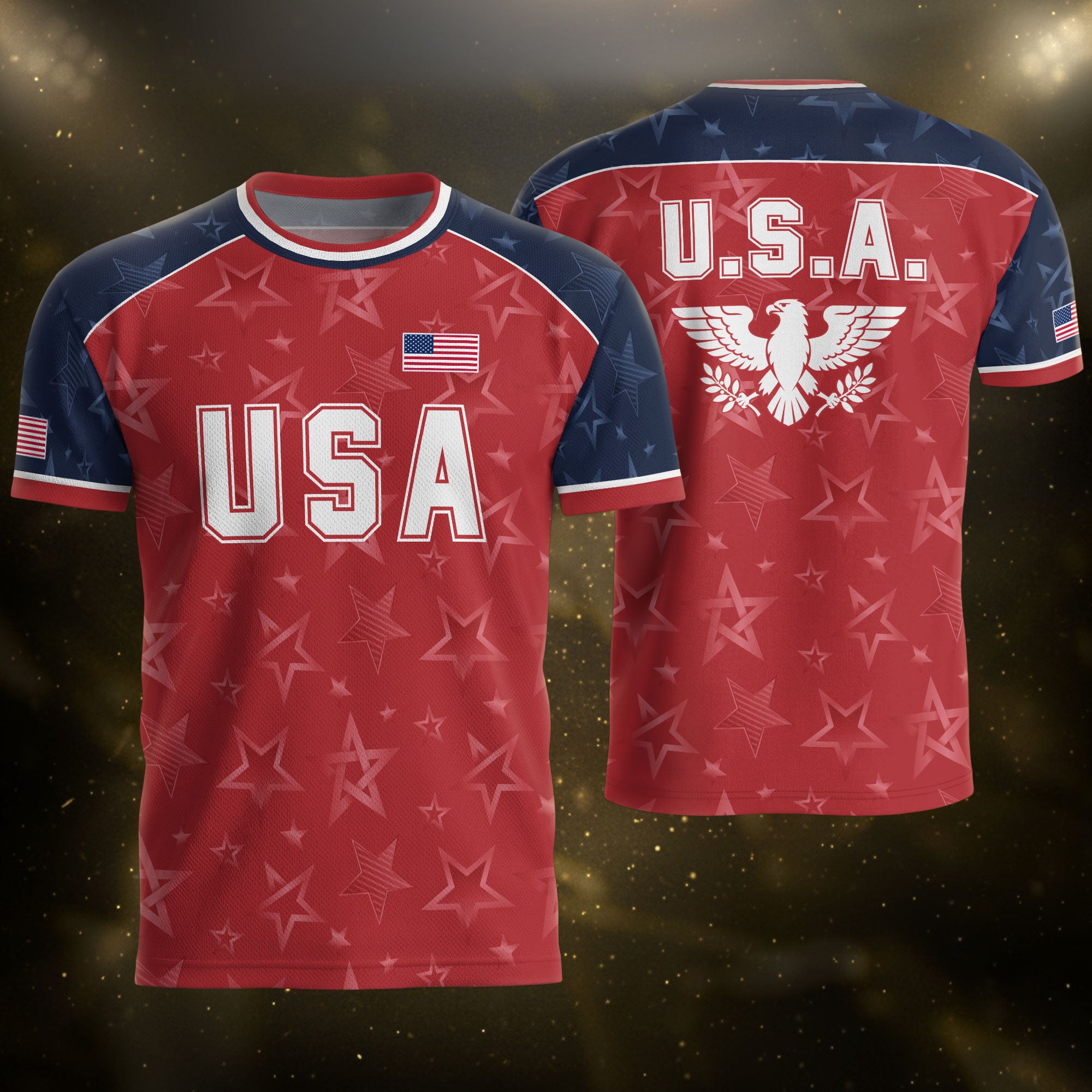 Orange Navy USA Soccer Jersey Men Patriotic United States Football Shirt White Eagle Crest Gift