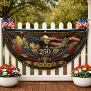 1776-2026 George Washington Fence Flag 250 Years of Freedom Patriotic Pleated Bunting