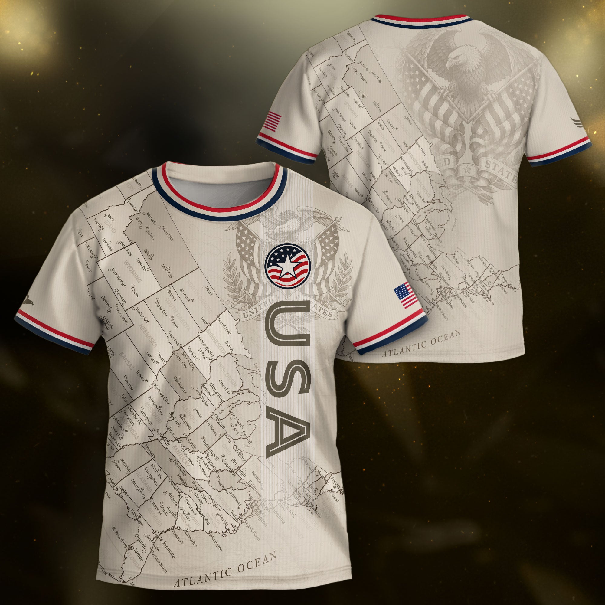 USA Kids Soccer Jersey Set Off White Map Graphic Youth Football Kit