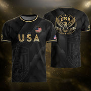 Black Adult Soccer Jersey Gold Style Iconic USA Eagle Graphic Team Training Shirt