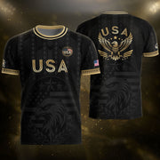 Elite Black Adult Soccer Jersey Edition Eagle Emblem Patriotic Athletic Sport Top