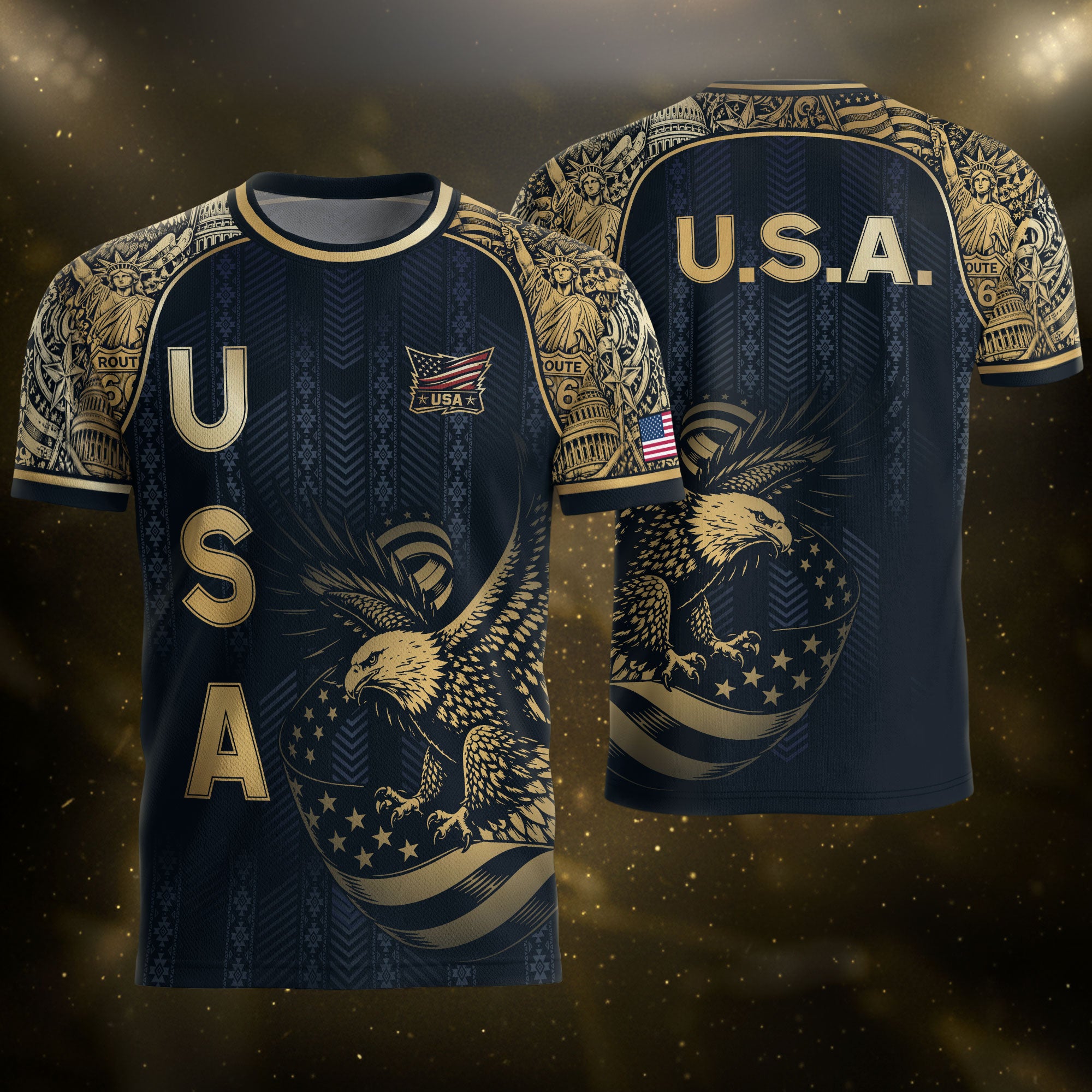 Adult Soccer Jersey Blue Edition Elite Eagle Emblem Patriotic Athletic Sport Top