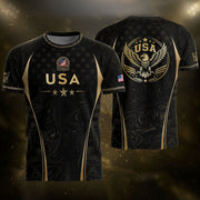 Adult Soccer Jersey Black Gold Style Iconic USA Eagle Graphic Team Training Shirt