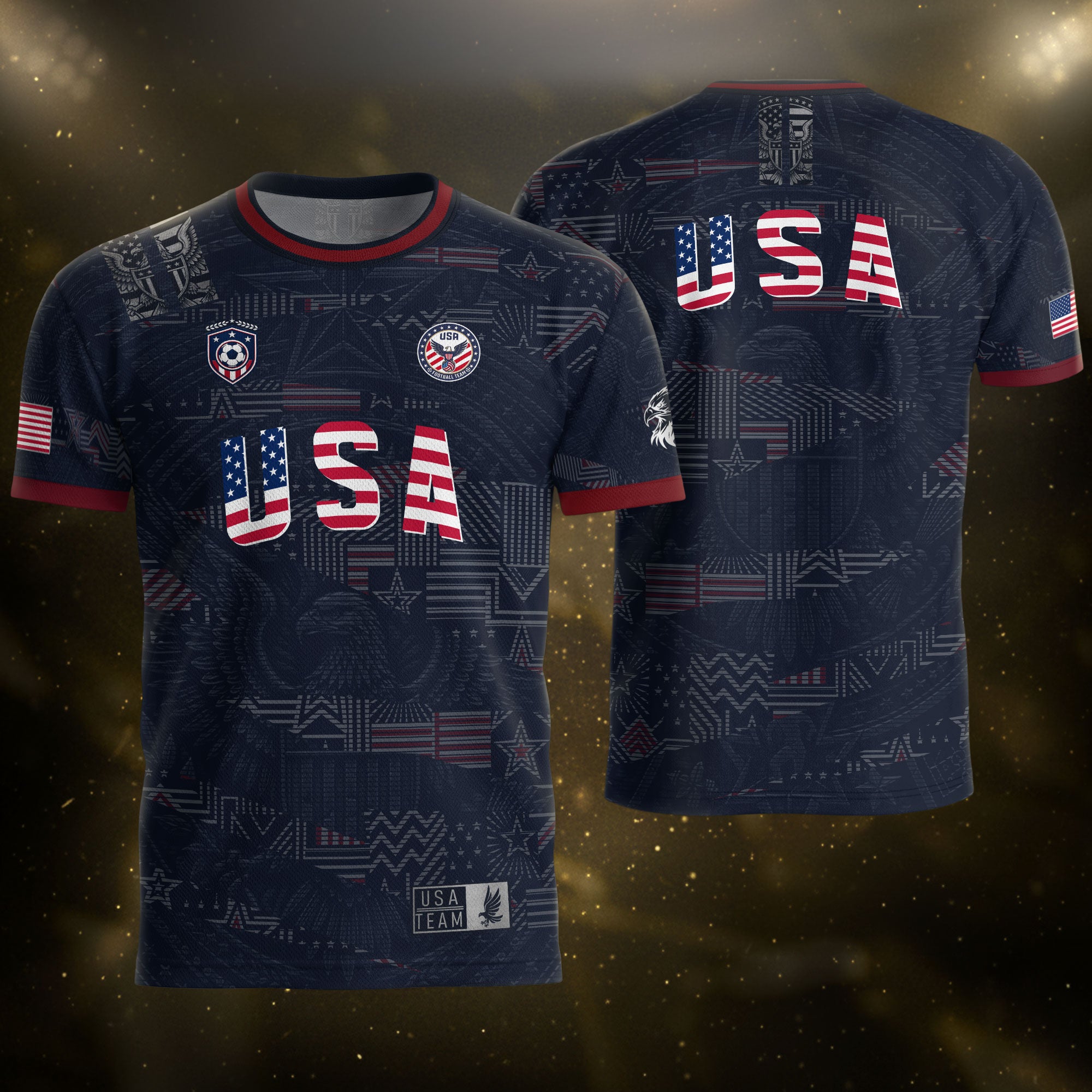 Adult Men Women USA Soccer Jersey Patriotic Flag Letters United States Fan Shirt