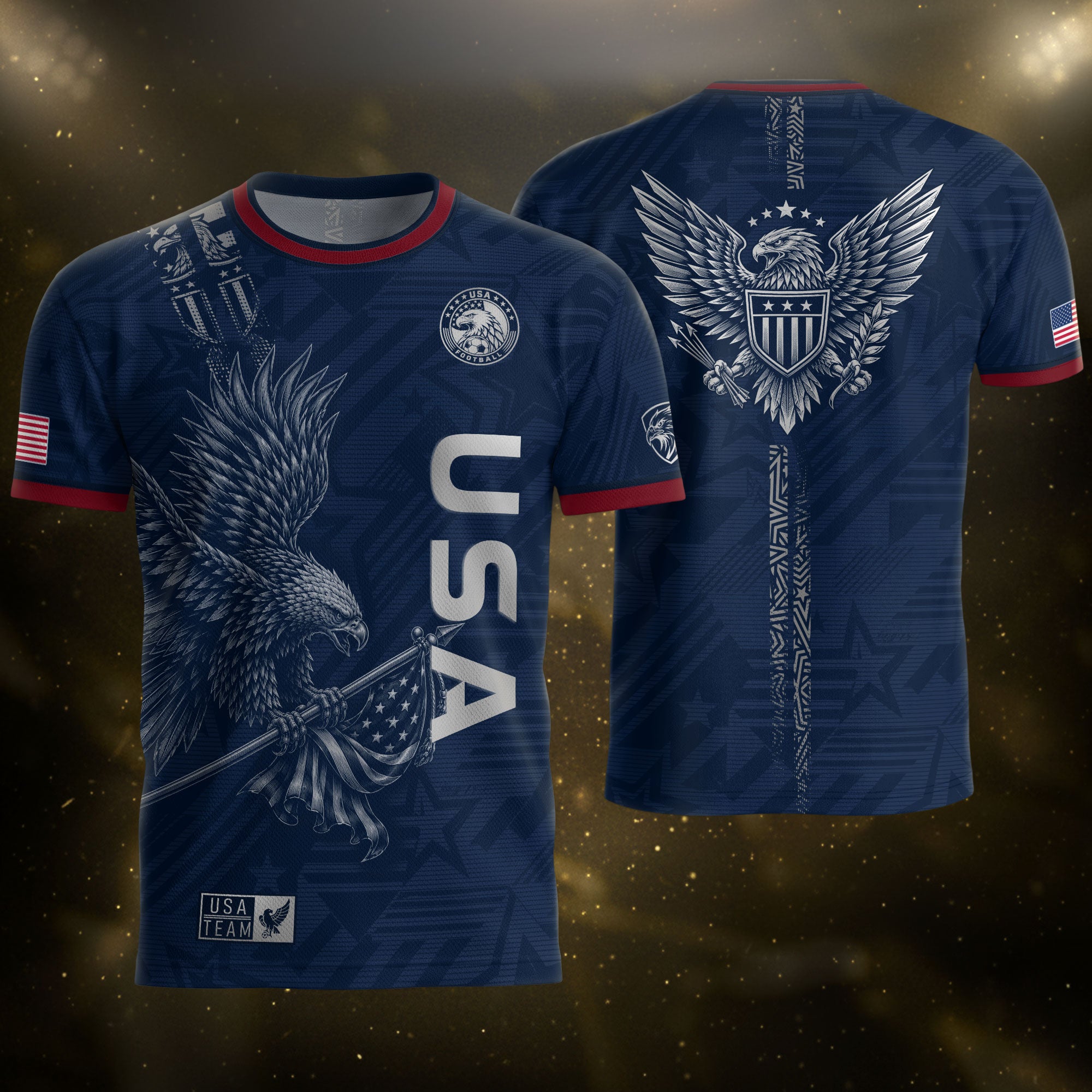Patriotic Eagle Adult USA Soccer Jersey Navy Blue Shirt United States Football Tee