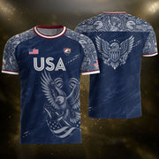 Patriotic Landmark Print USA Soccer Jersey Adult Navy United States Fan Shirt Men