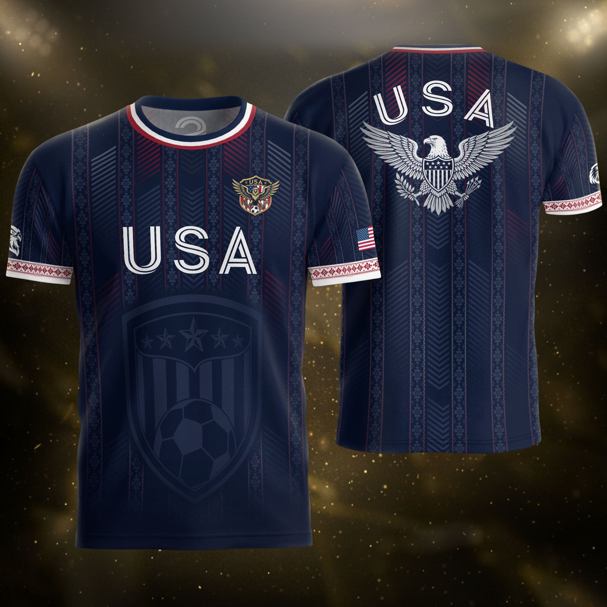 Navy Blue USA Soccer Jersey Patriotic Eagle Football Shirt American Flag Inspired Sports Fan Apparel for Men