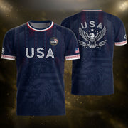 Navy Blue USA Soccer Jersey Patriotic Eagle Football Shirt American Flag Inspired Sports Fan Apparel for Men