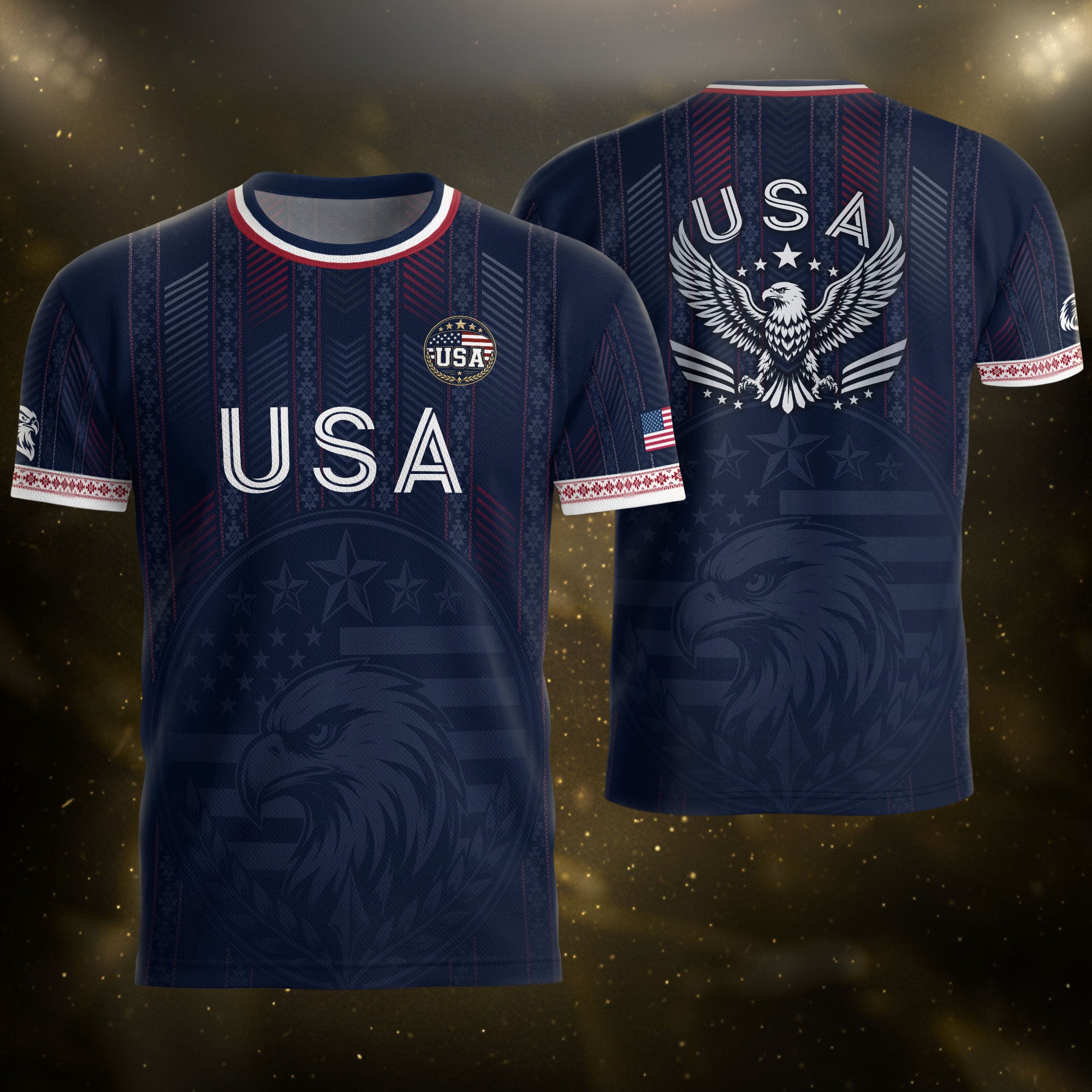 Navy Blue USA Soccer Jersey Patriotic Eagle Football Shirt American Flag Inspired Sports Fan Apparel for Men
