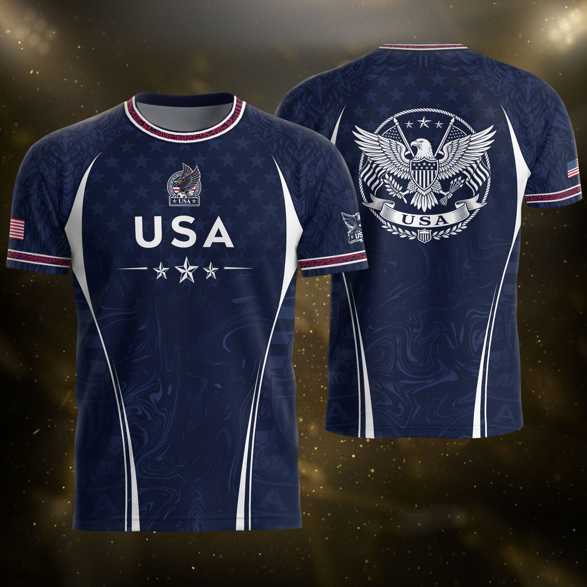 Navy Blue USA Soccer Jersey Patriotic Eagle Football Shirt American Pride Sports Fan Apparel for Men