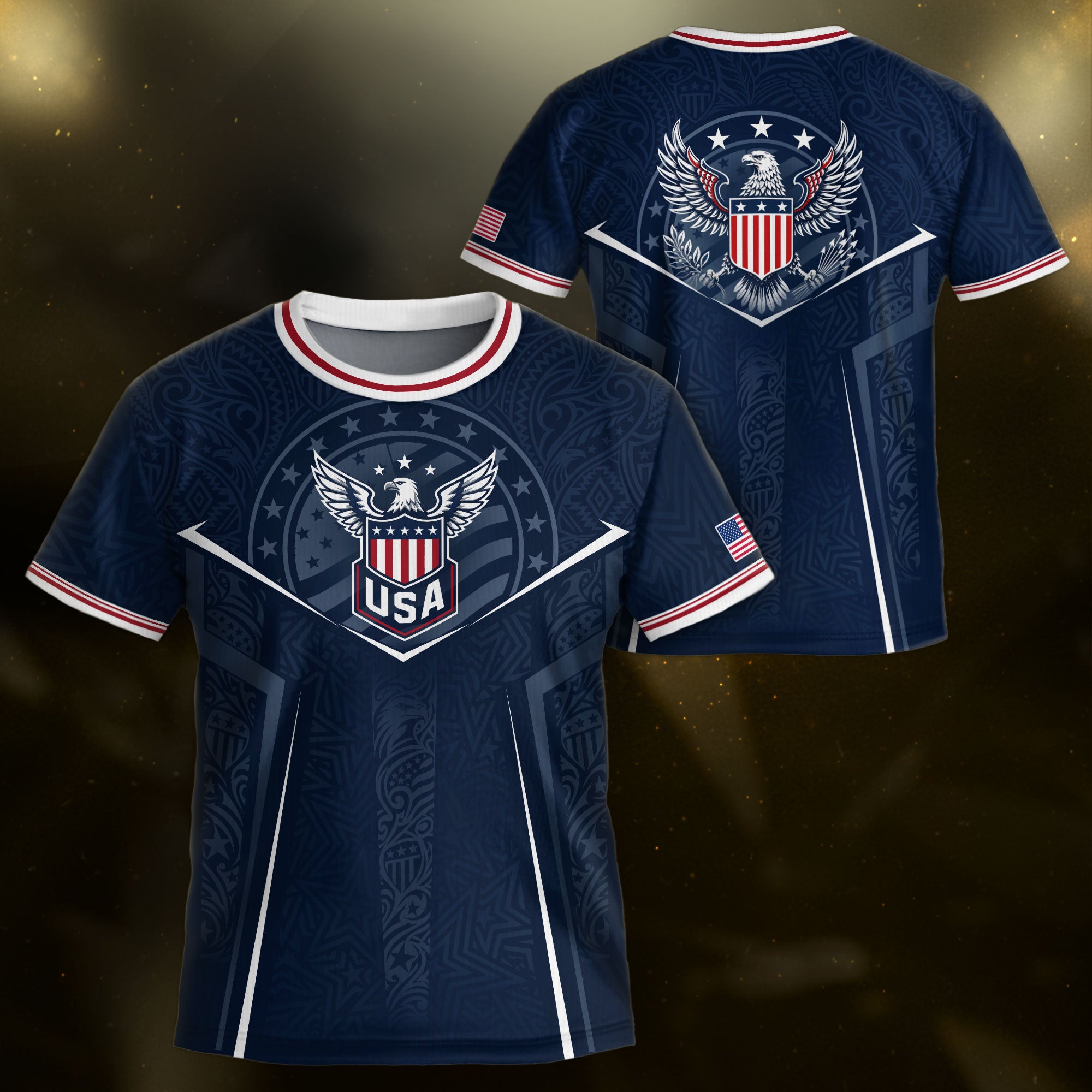 USA Kids Soccer Jersey Set Navy Blue Eagle Shield Youth Sports Kit