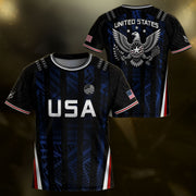USA Kids Soccer Jersey Set Black Navy Eagle Crest Youth Football Kit