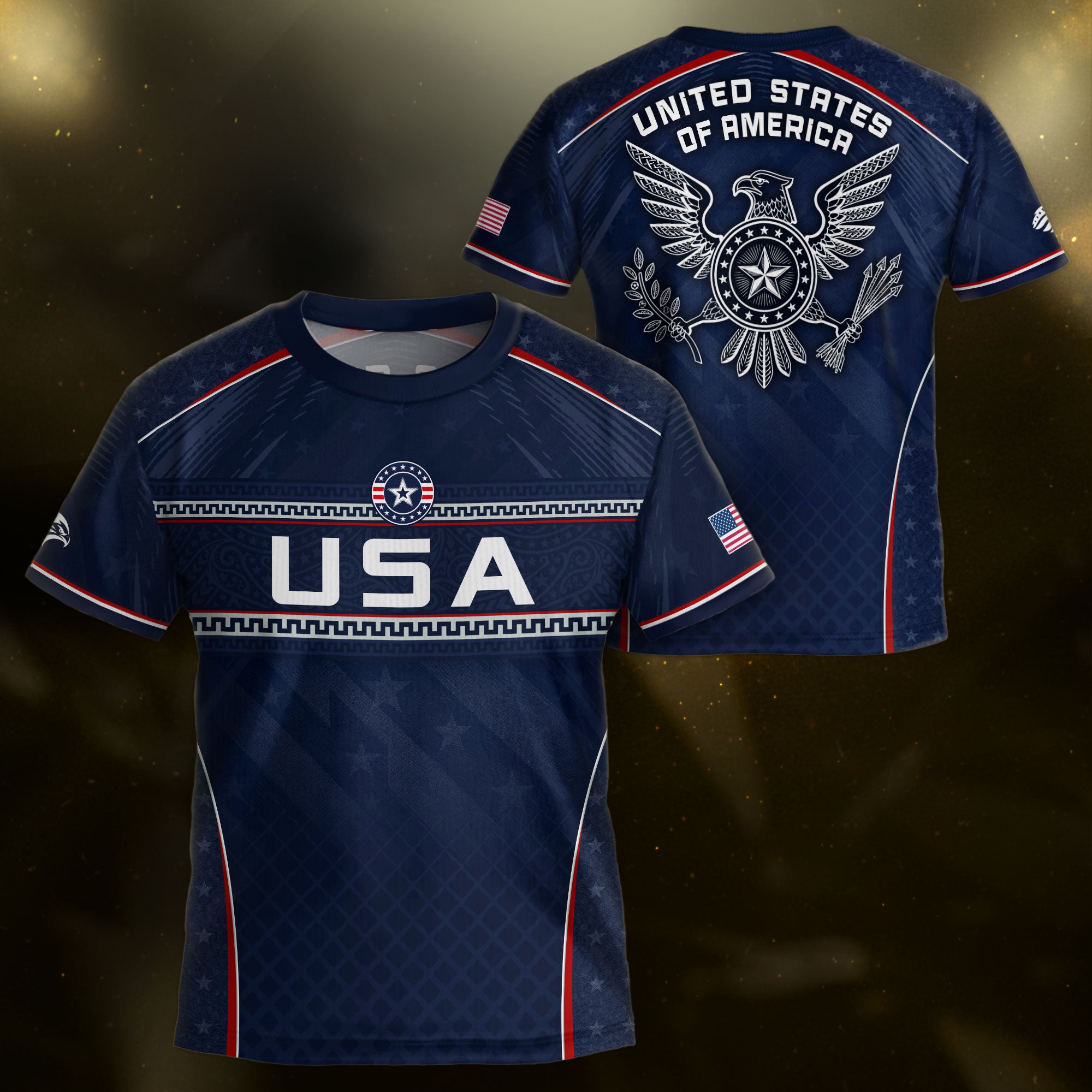 USA Kids Soccer Jersey Set Navy Blue Chest Stripe Youth Football Kit