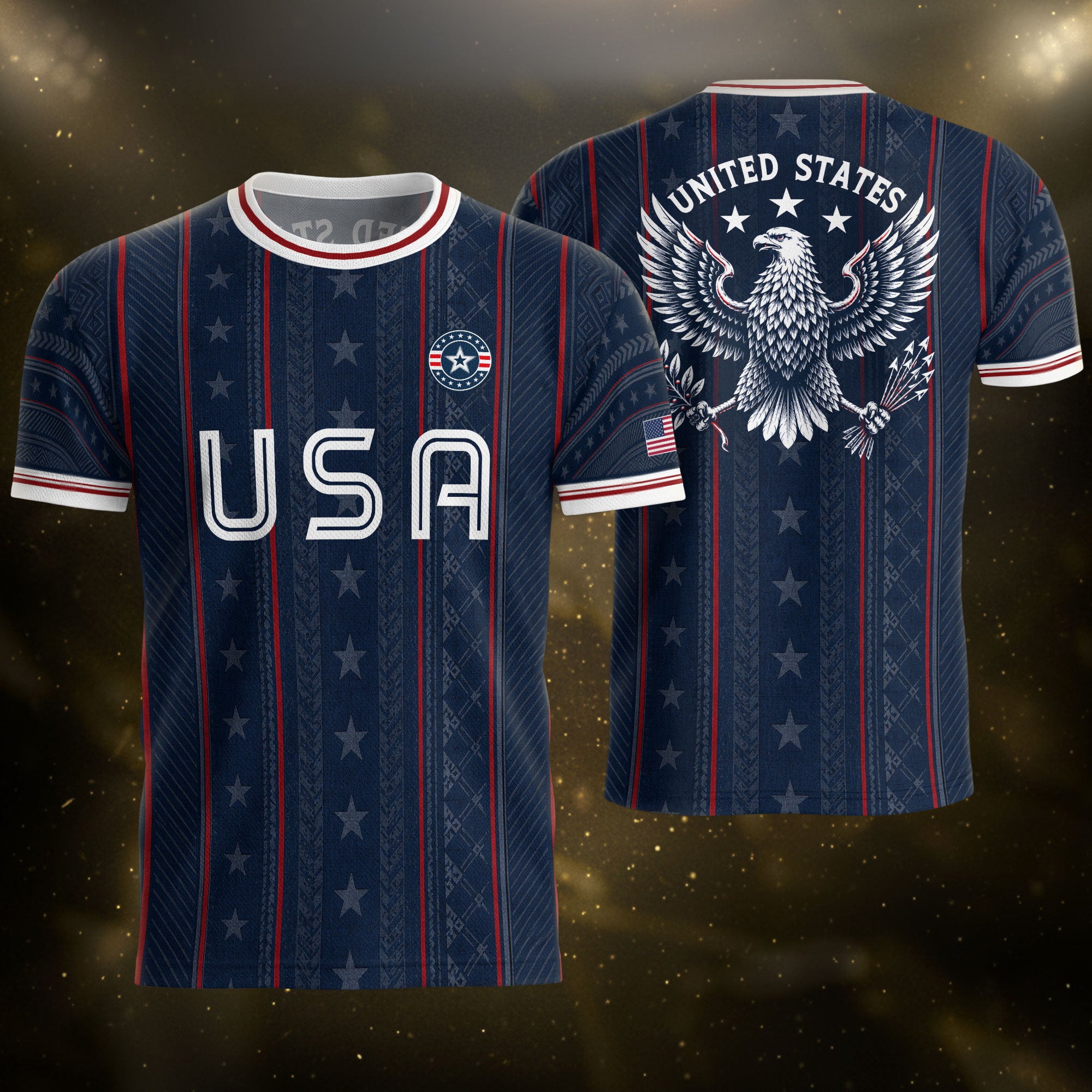 Navy USA Soccer Jersey American Pride Graphic Stripe Soccer Shirt Patriotic Fan Gear