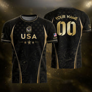 Men Sport T Shirt Outfits Personalized Custom Name USA Metallic Stars Soccer Jersey