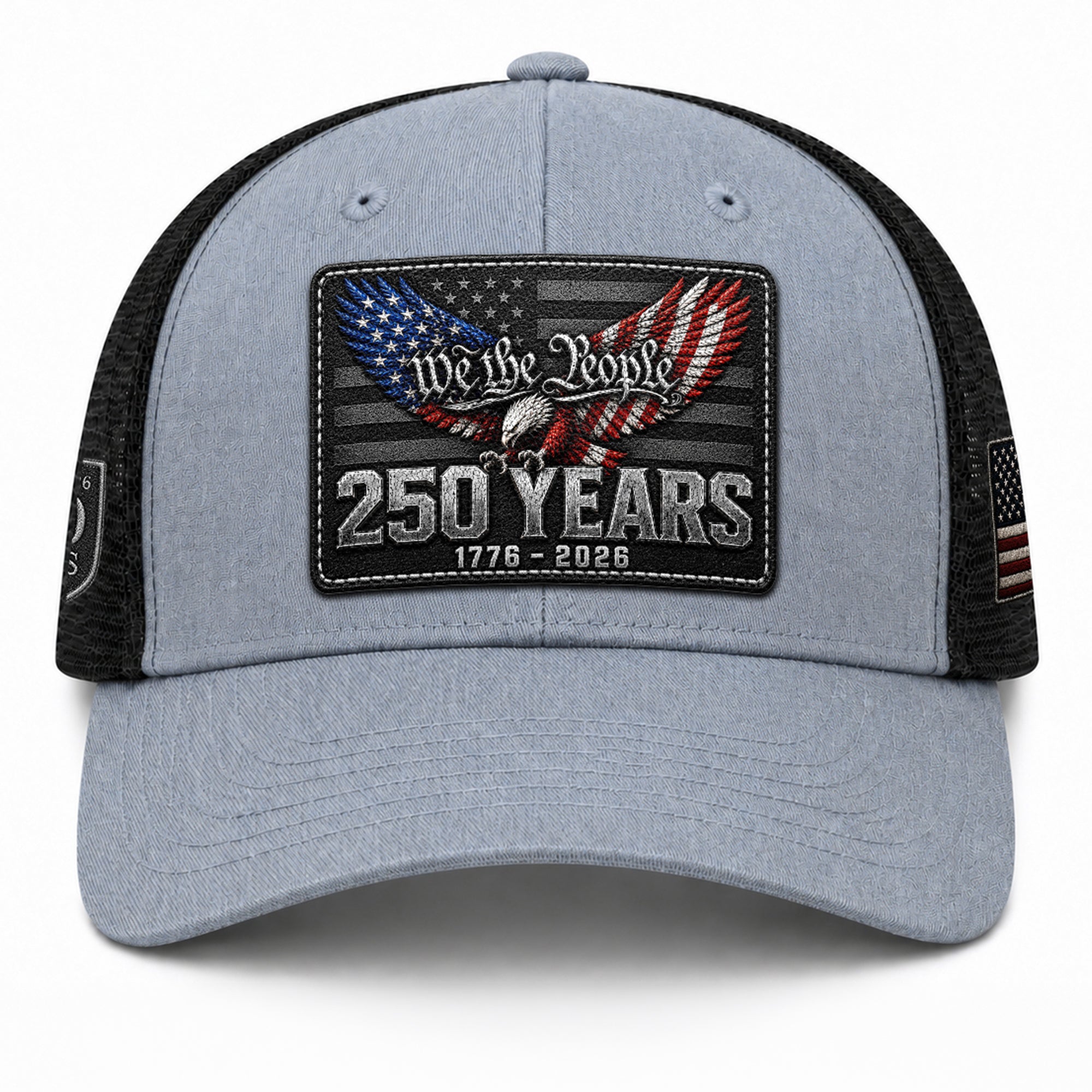 We The People 250 Years Hat - US Patriotic 1776-2026 American Flag Mesh Trucker Cap