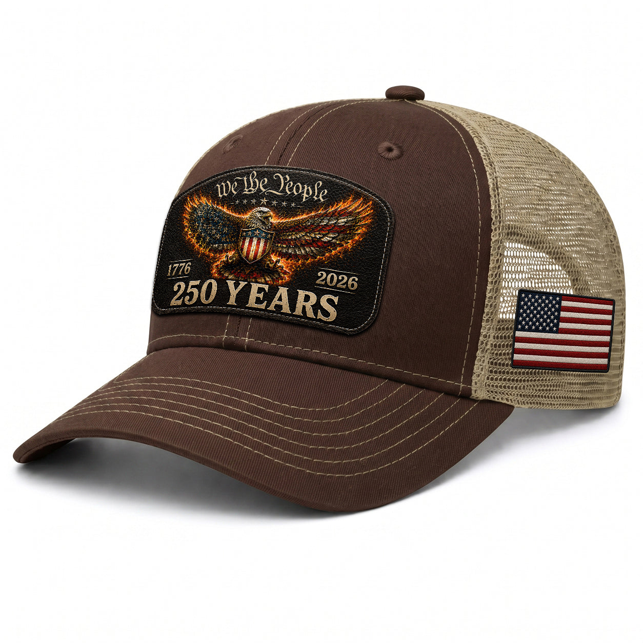 We The People 250 Years Trucker Hat - Patriotic 1776-2026 American Flag Eagle Cap