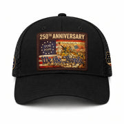 USA 250th Anniversary We The People Leather Patch Trucker Hat Patriotic Mesh Cap