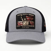 United States 1776-2026 Leather Patch Cap Patriotic Statue of Liberty Mesh Hat