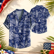 Hawaiian Shirt 250th Anniversary Vintage Patriotic Blue Toile All Over Print