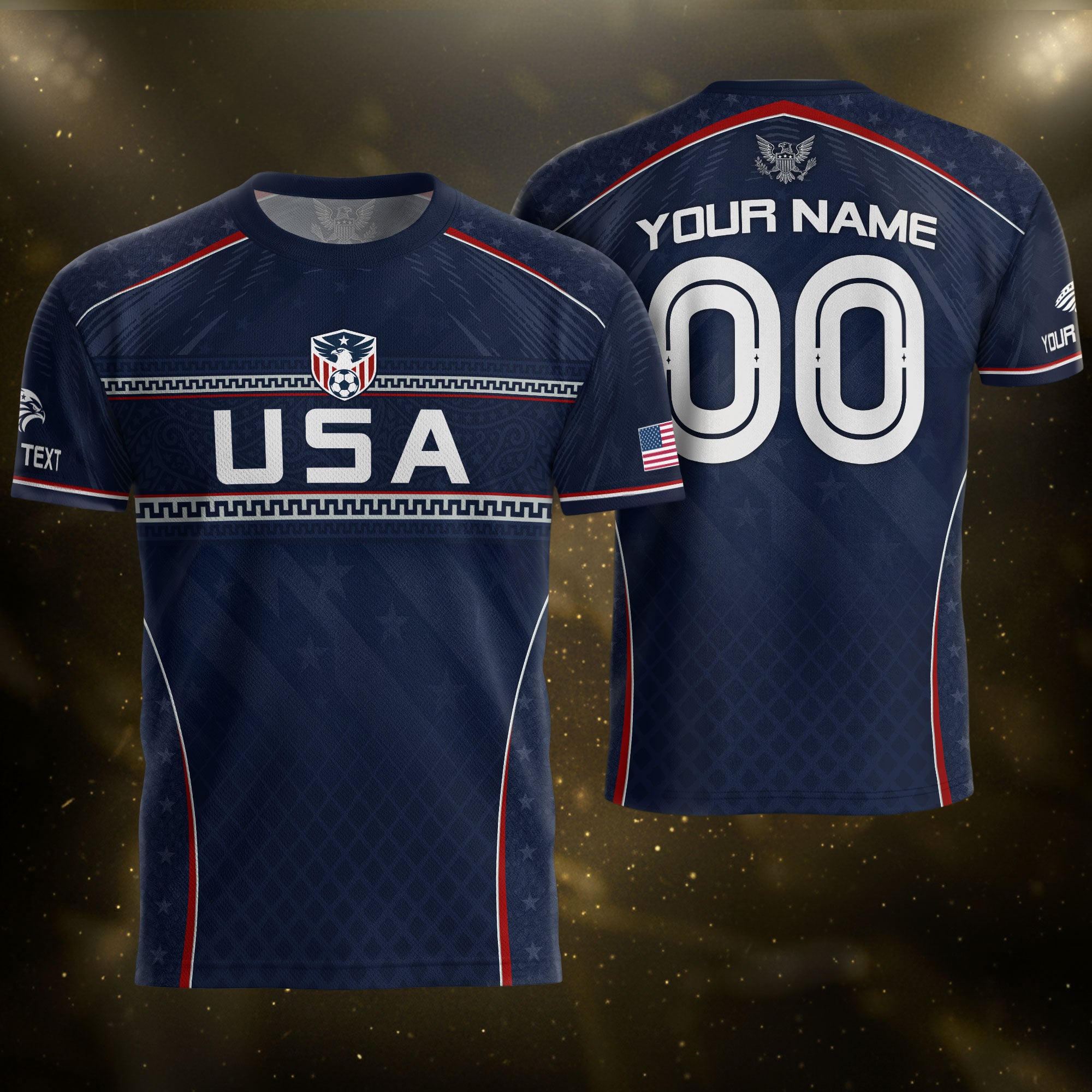 USA Soccer Jersey Custom Name Number Patriotic Navy Blue Athletic Sportswear Outfit