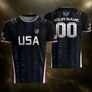 USA Soccer Jersey Custom Name Number Patriotic Black Stripes Football Team Shirt