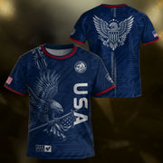 USA Kid Soccer Jersey Majestic Eagle Holding Flag Football Shirt Navy Youth Sports Top
