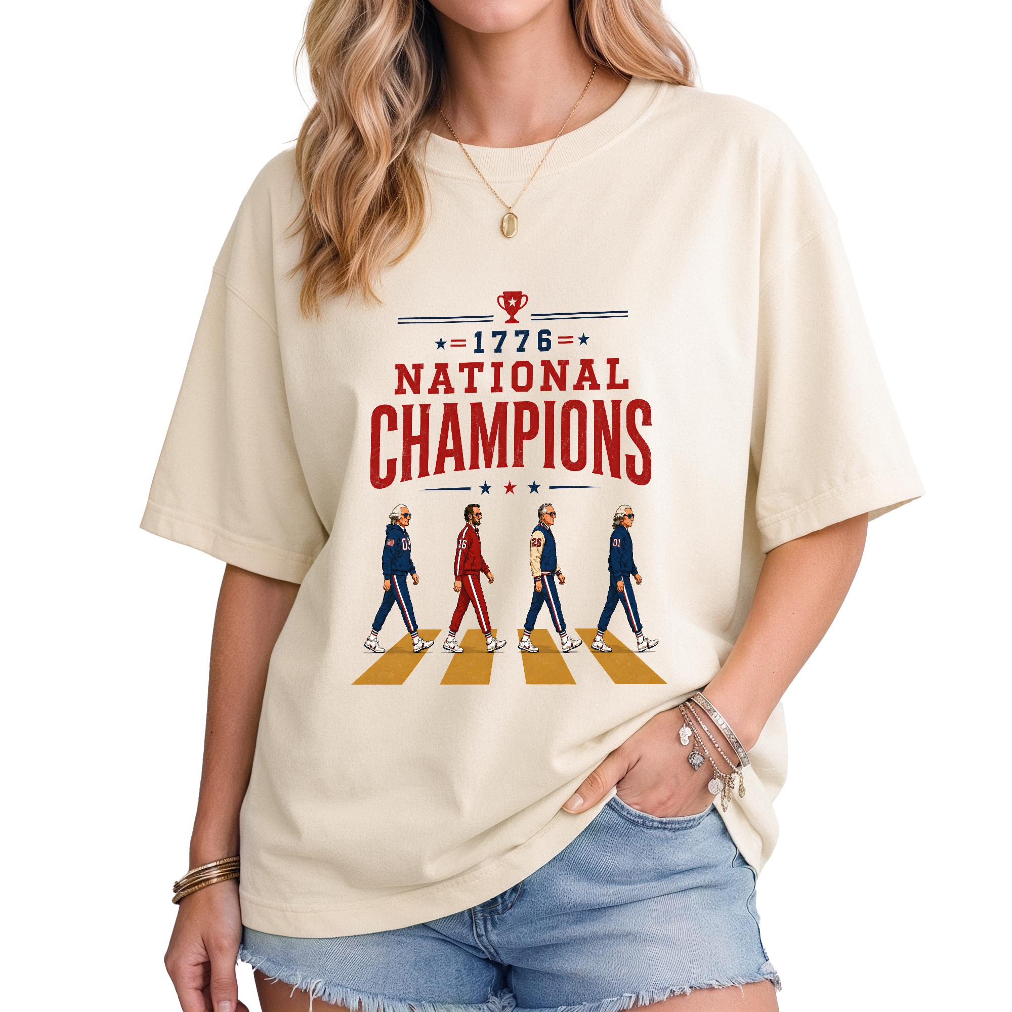 Vintage Abbey Road US Presidents 1776 National Champions White Unisex Regular Fit Tee
