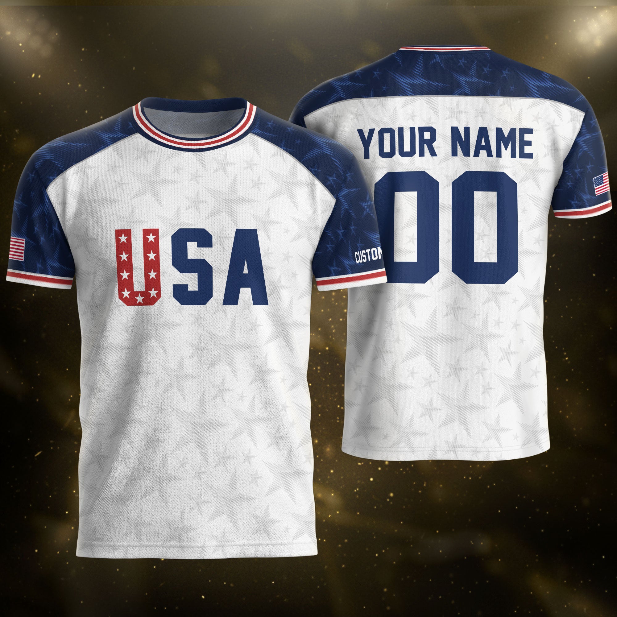 Personalized USA Soccer Jersey Custom Name Number Patriotic Outdoor Sportswear Clothing